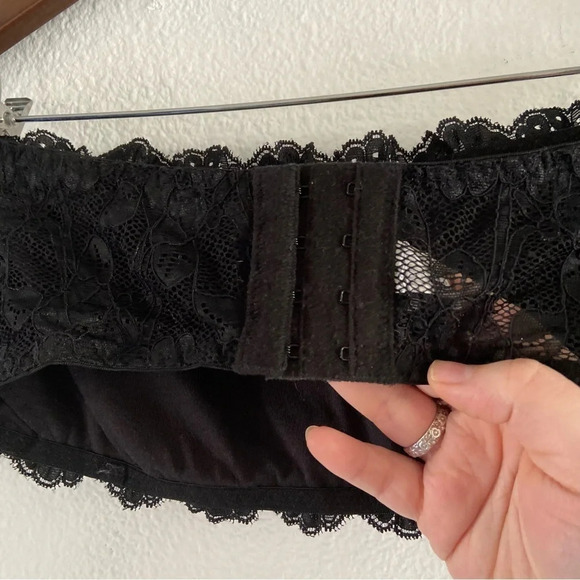 Lace Bandeau Bra Wire-Free Strapless Intimates Lingerie XL Scalloped Lace Sexy - Picture 5 of 12